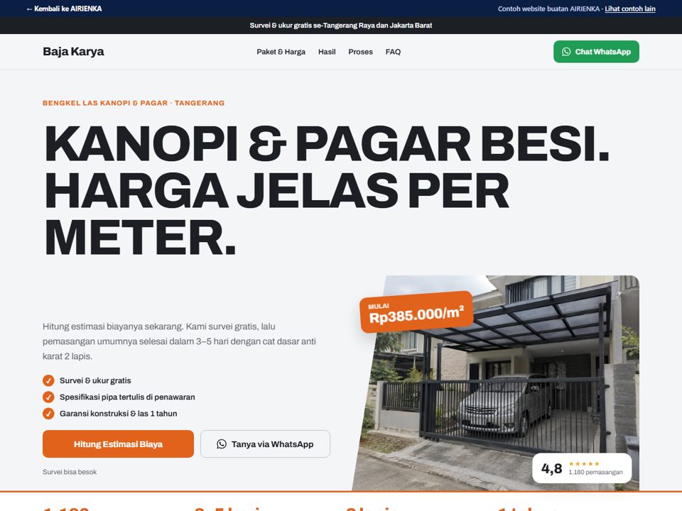 Tampilan Baja Karya — Kanopi & pagar besi