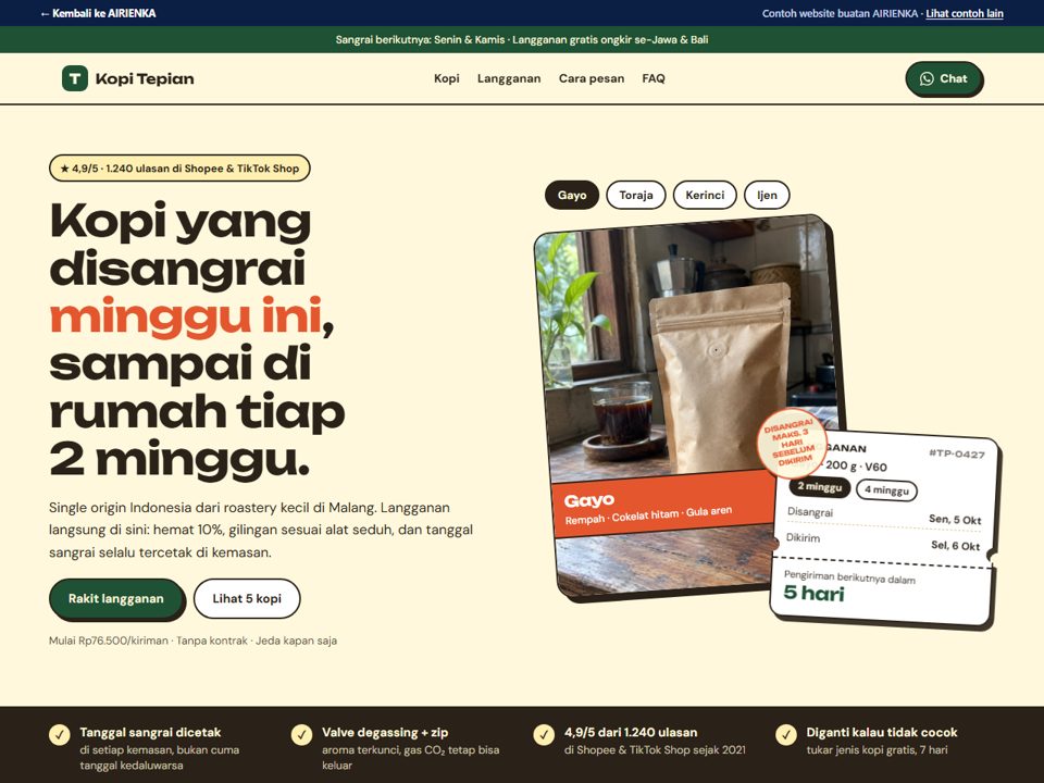 Tampilan Kopi Tepian — Roastery Kecil dari Malang