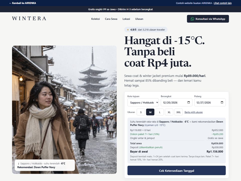 Tampilan WINTERA — Rental coat musim dingin