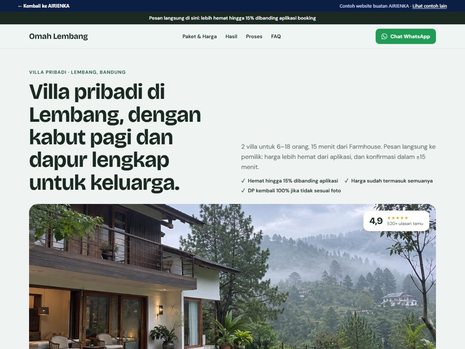 Tampilan Omah Lembang — Villa pribadi